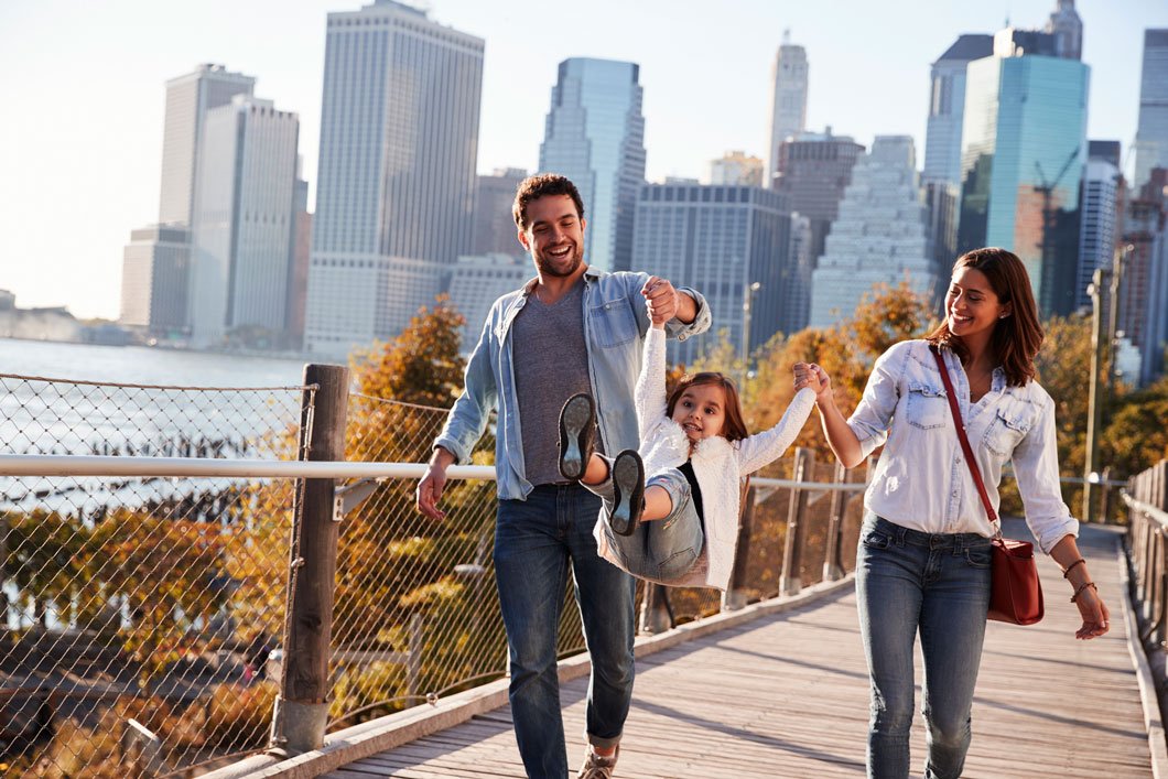 family walking in new york