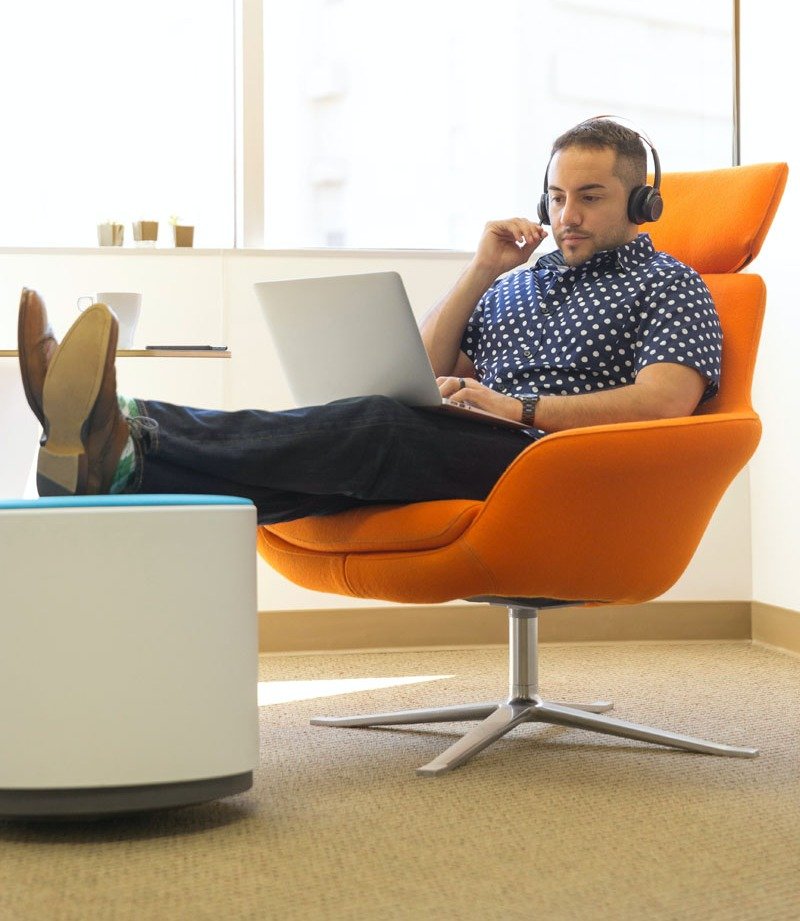 Young employee using technology platform